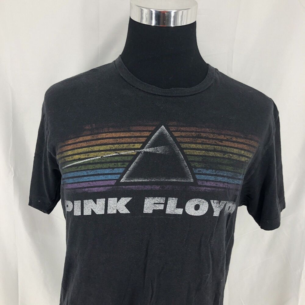 Pink Floyd Black Dark Side Of The Moon Rainbow Prism T-Shirt Large 20” Pit 2 Pit